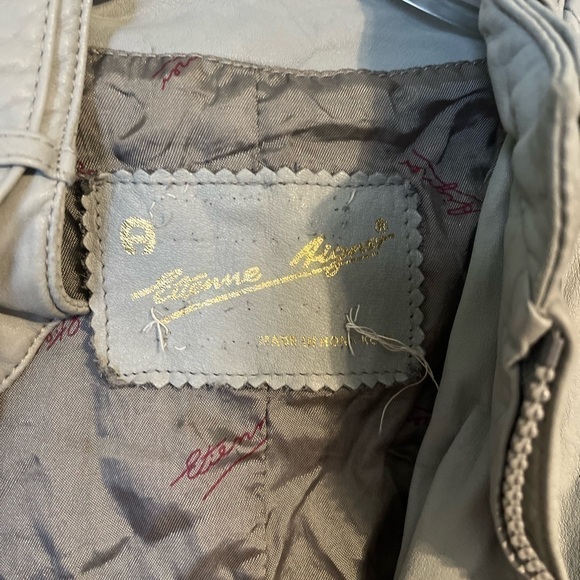 Vintage Blue Gray Etienne Aigner Leather Motorcycle Jacket Size 12 - Picture 5 of 5